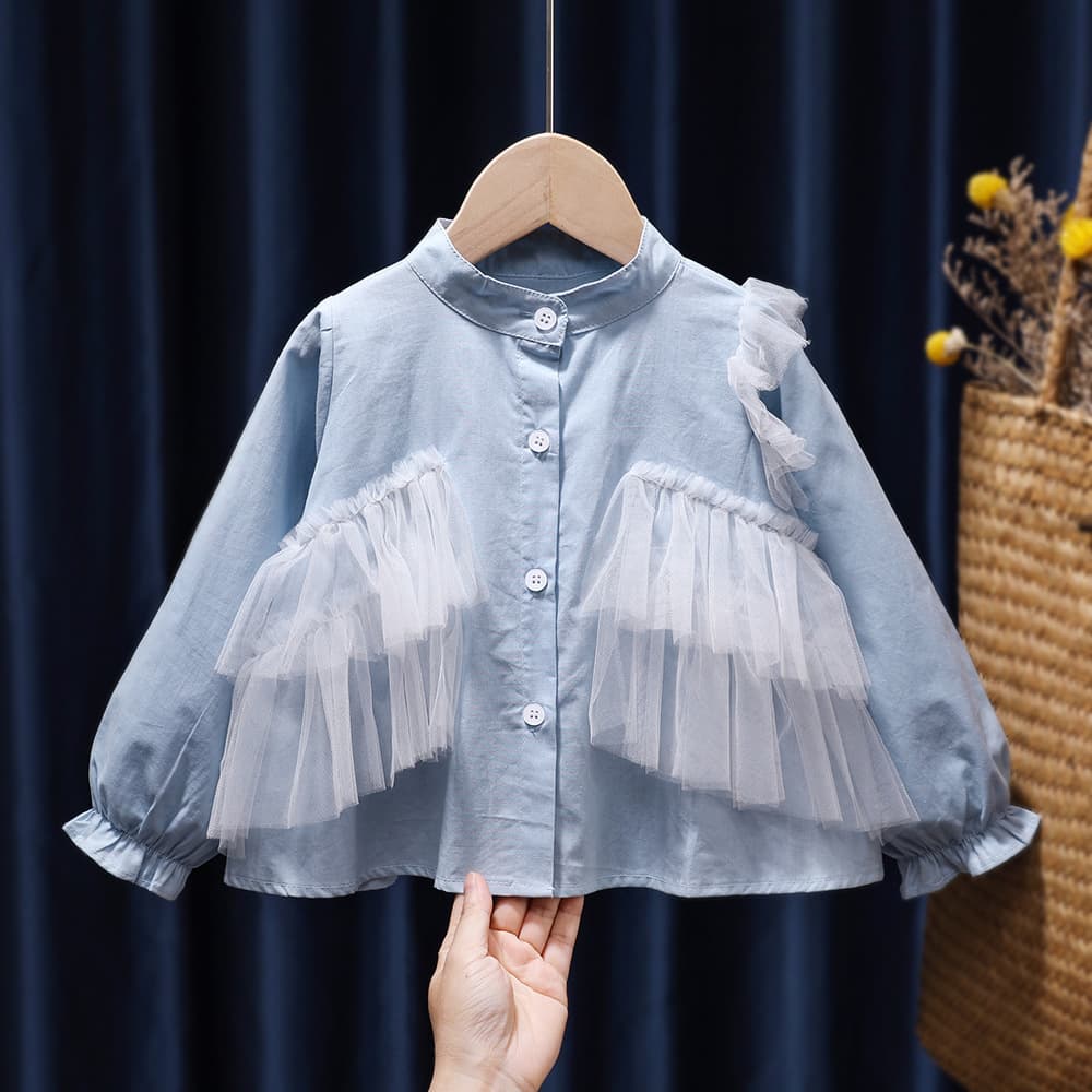Girls Long Sleeve Shirt Spring Autumn Baby Princess Top Cotton Stylish Children Blouse 2024 New