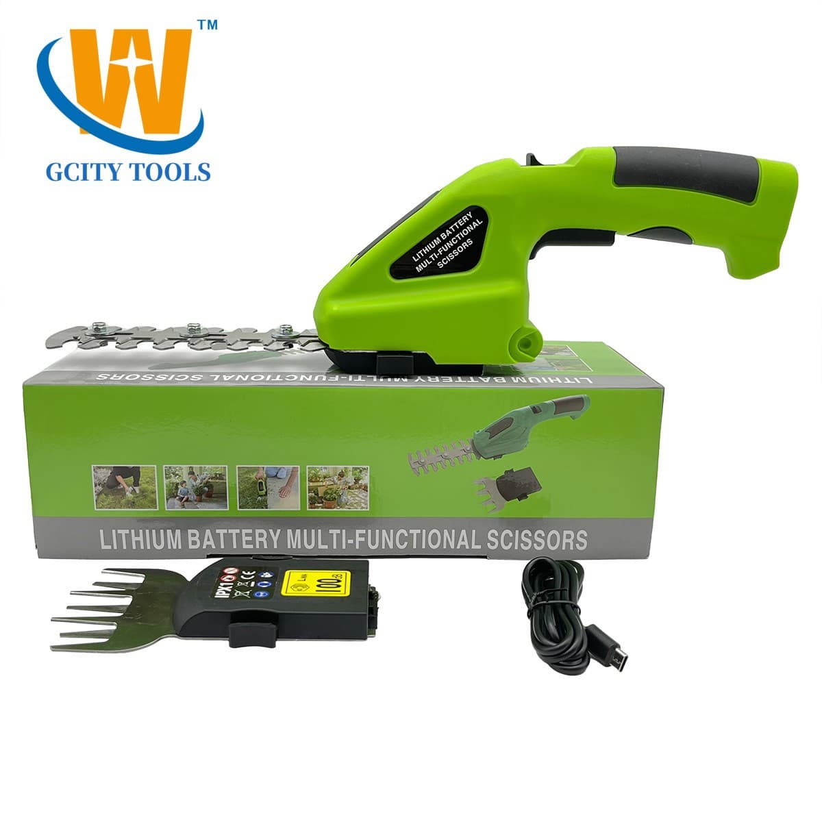 Electric hedge trimmer, dual-purpose rechargeable pruning shears, lithium-ion single-handed hedge trimmer, gardening and landscaping tools.