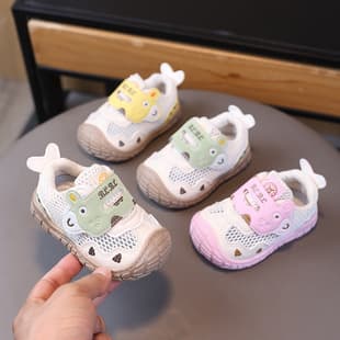 Summer New Cartoon Cute Baby Walking Shoes for Boys & Girls, Anti-Kick Non-Slip Infant Shoes 1-2 Years, Soft Sole Breathable Single Mesh Shoes 3
