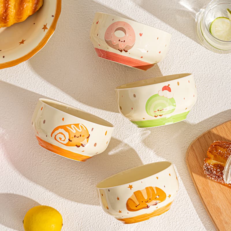 Cute Cartoon Underglaze Ceramic Tableware New High-Appearance Baking Rice Bowl Soup Bowl Exquisite Ceramic Bowl