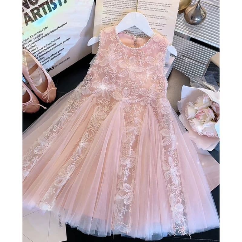 Girls Summer Dress 2025 New Fashionable Children's Vest Dress Little Girl Mesh Tulle Princess Dress
