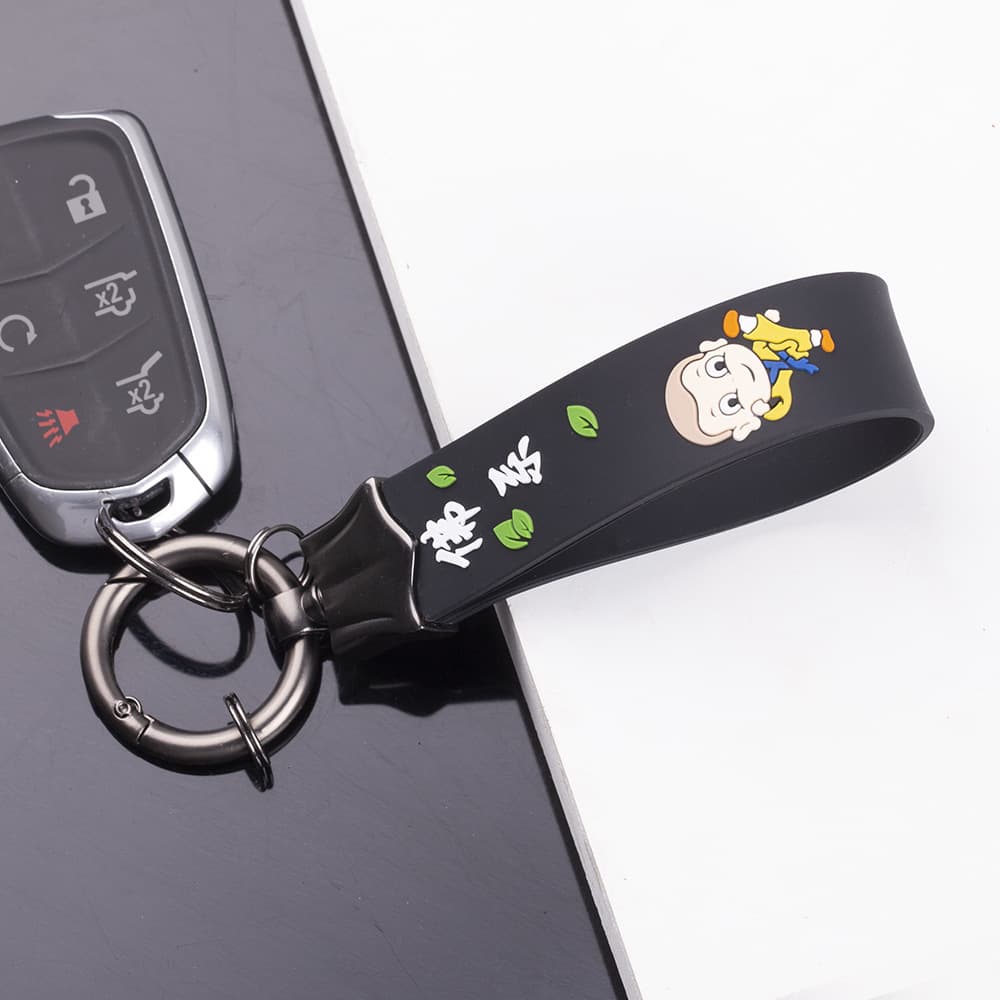 Gunni Hardware Lock Buckle Three-Line Woven Pattern Silicone Strap Keychain Zen Style Key Lock Grid Epoxy Keychain