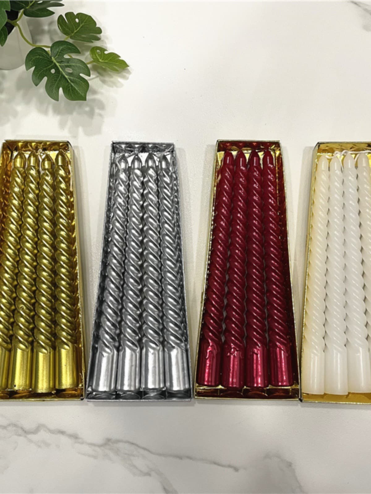 Threaded Candle Long Rod Electroplated Plain Gold Silver Wedding Decoration Birthday Candlelight Dinner European Style Spiral