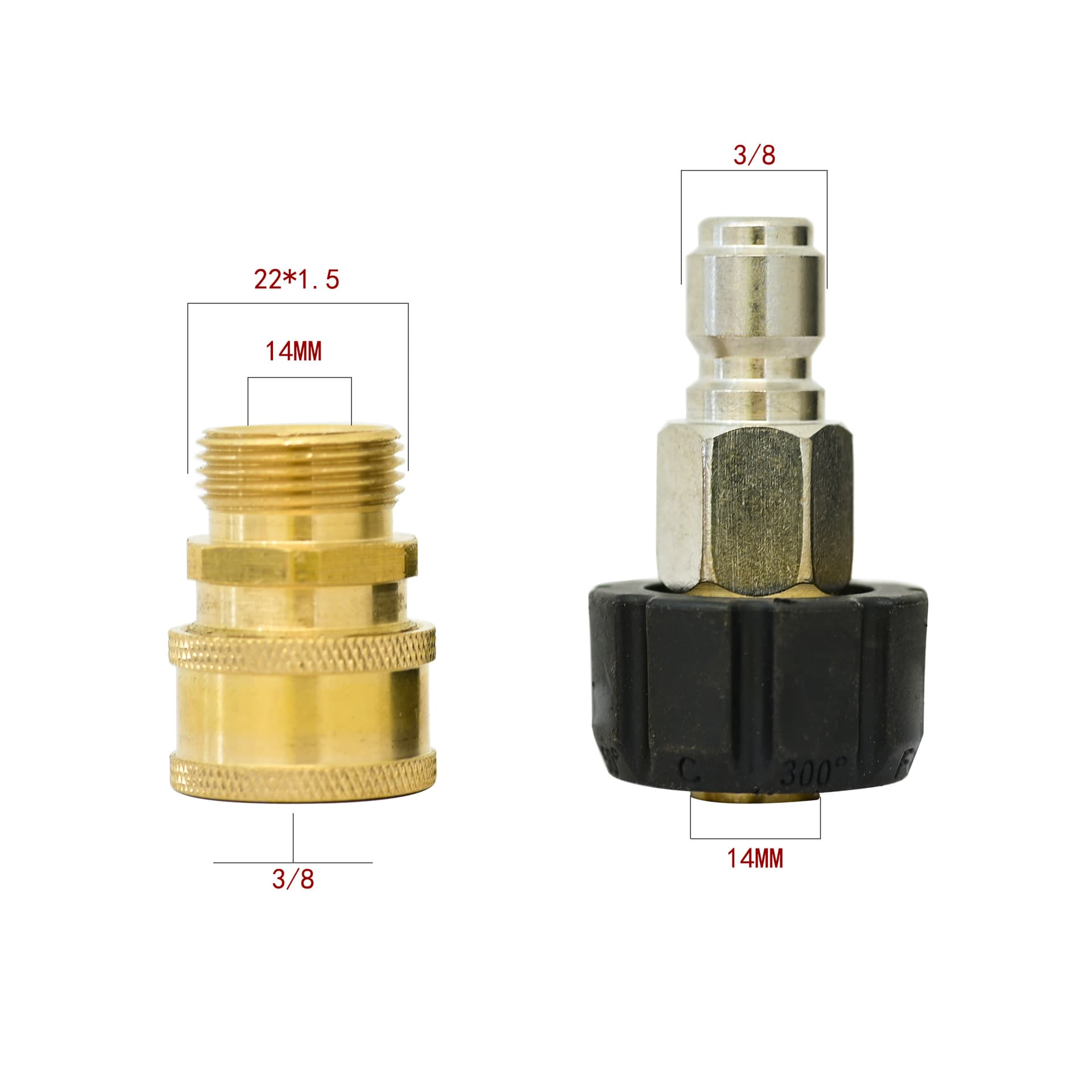 3/8" cross-border special high-pressure car wash water gun steel wire pipe M22 union copper quick plug 1/2 American standard quick connector