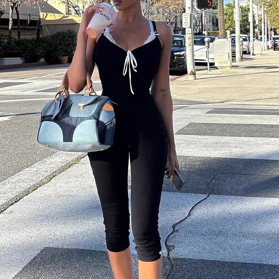 AD420 Brand 2025 Summer European American Street Style Women's Polyester Jumpsuit Thin Women's Jumpsuit