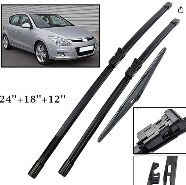 Front and rear wiper set for Hyundai I30 2007-2010 Front and rear wiper 24 inch 18 inch 12 inch