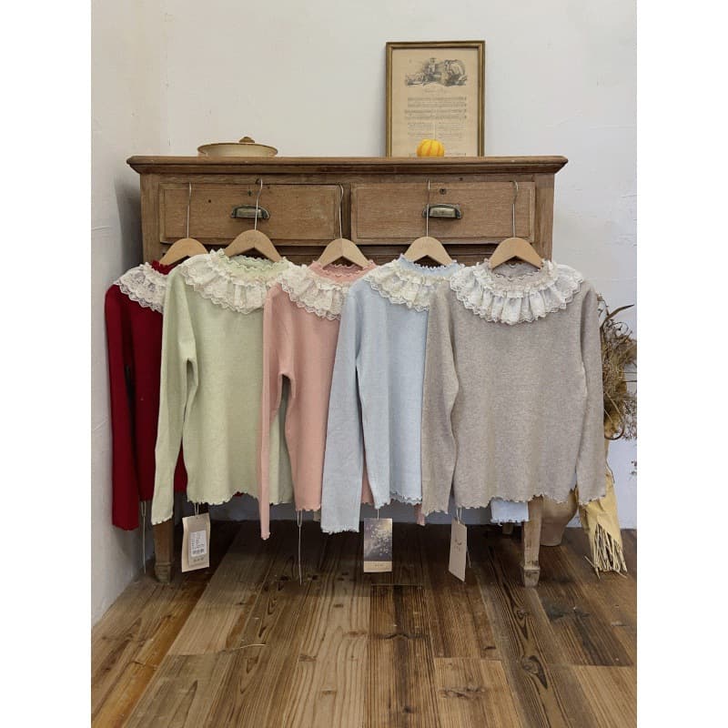 2025 Juyizi Winter New Lace Collar Patch Long-Sleeve Base Layer Knit Versatile Layering Top Women