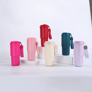 750ml Coffee 304 Stainless Steel Portable Insulated Cup, Ins Style Car Cup, Large Capacity Straw Water Bottle