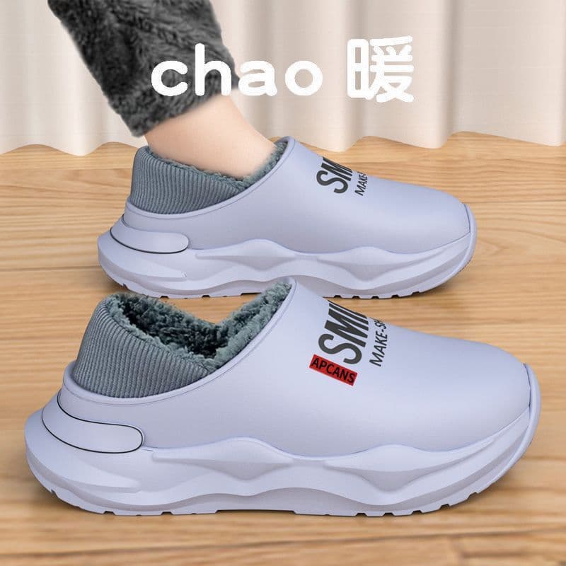 EVA shit-stomping cotton slippers for men in winter new cross-border outerwear waterproof thick-soled warm plus velvet bag and cotton shoes for men