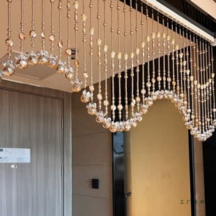 New Gourd Crystal Bead Curtain Door Curtain Living Room Partition Hallway Bathroom Toilet Wave Hanging Curtain No Drilling