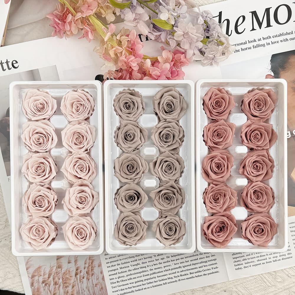 Domestic Preserved Flower AB Grade Mixed Rose 3-4cm Approx. 10 Pieces Glass Dome Acrylic Car Hanging Ball Gift Box
