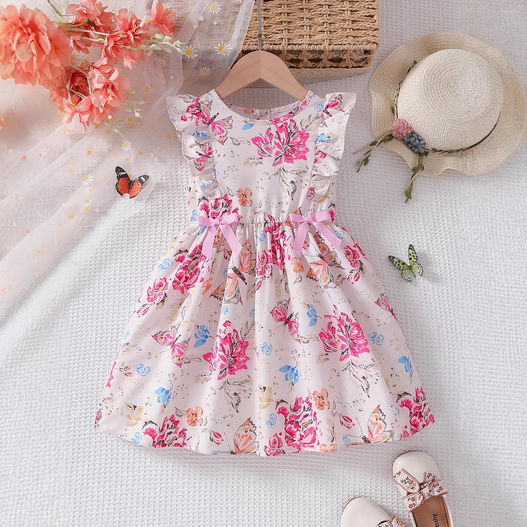 2026 New Summer Girls Dress Children Fashion Princess Dress Casual Floral Print Gown