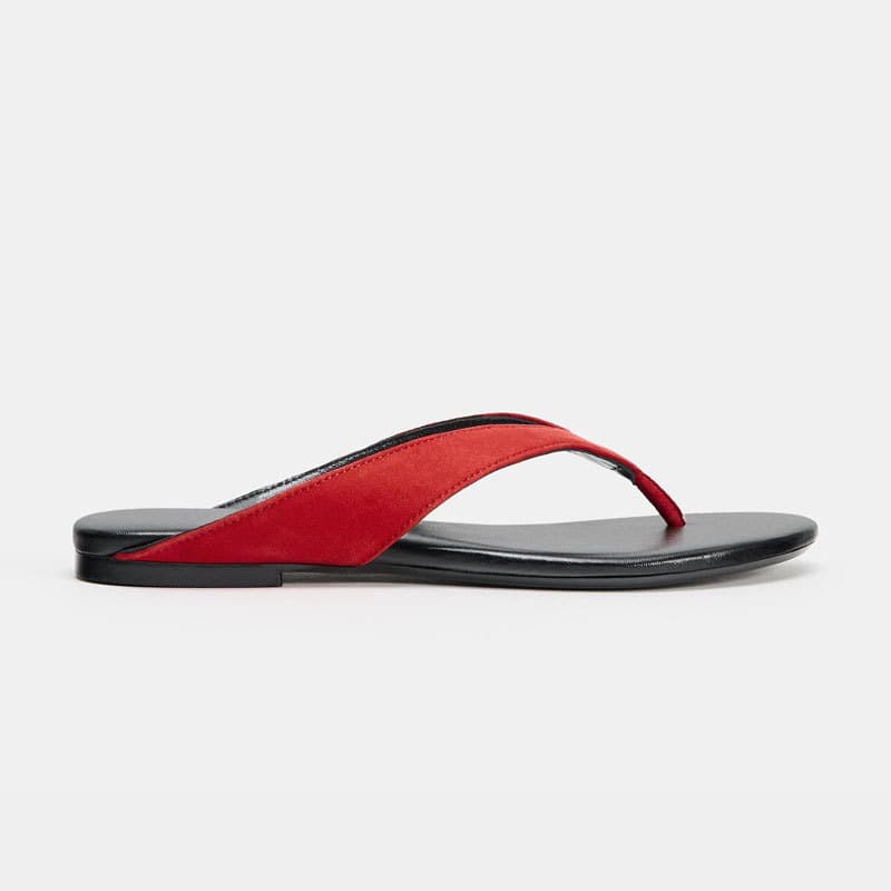 ZA2026 Summer New Korean Style Simple Red Toe-Post Flat Flip-Flops for Women, Non-Slip Beach Sandals for Outdoor Wear