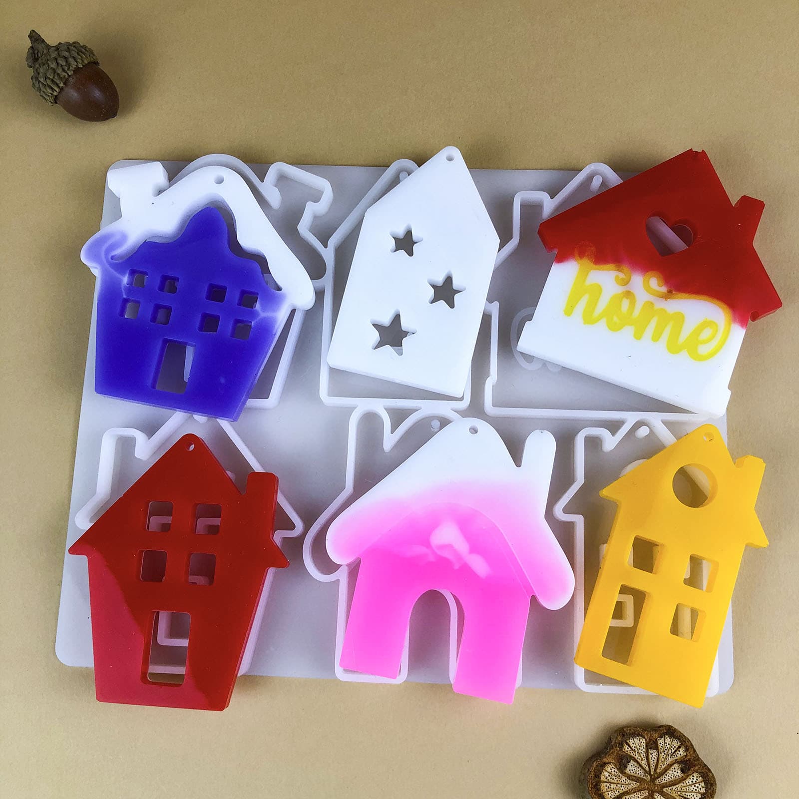 X0353 house keychain decoration mold, keychain DIY silicone mold