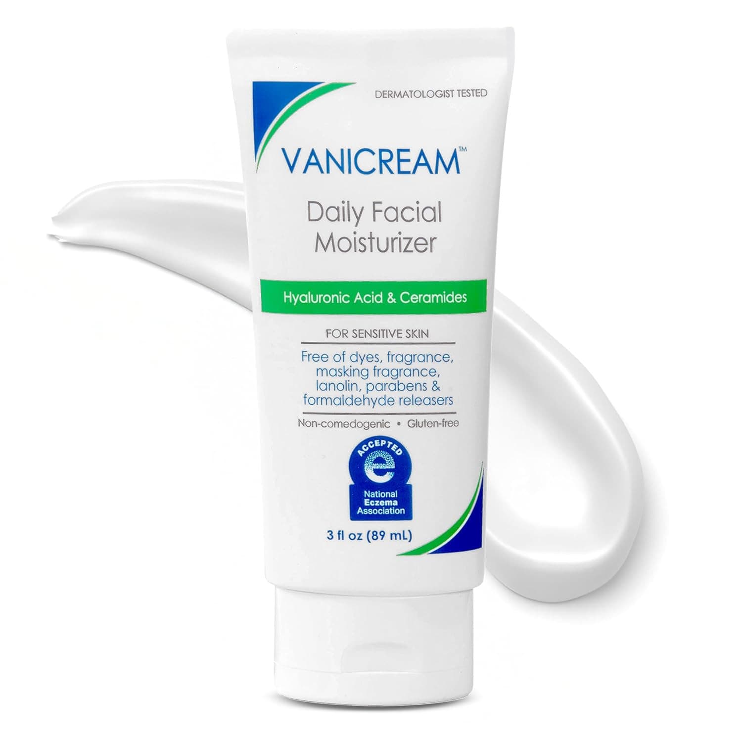 Vanicream Moisturizing Cream with Ceramides for Skin Barrier Repair, Fragrance-Free, Hypoallergenic, 89ml