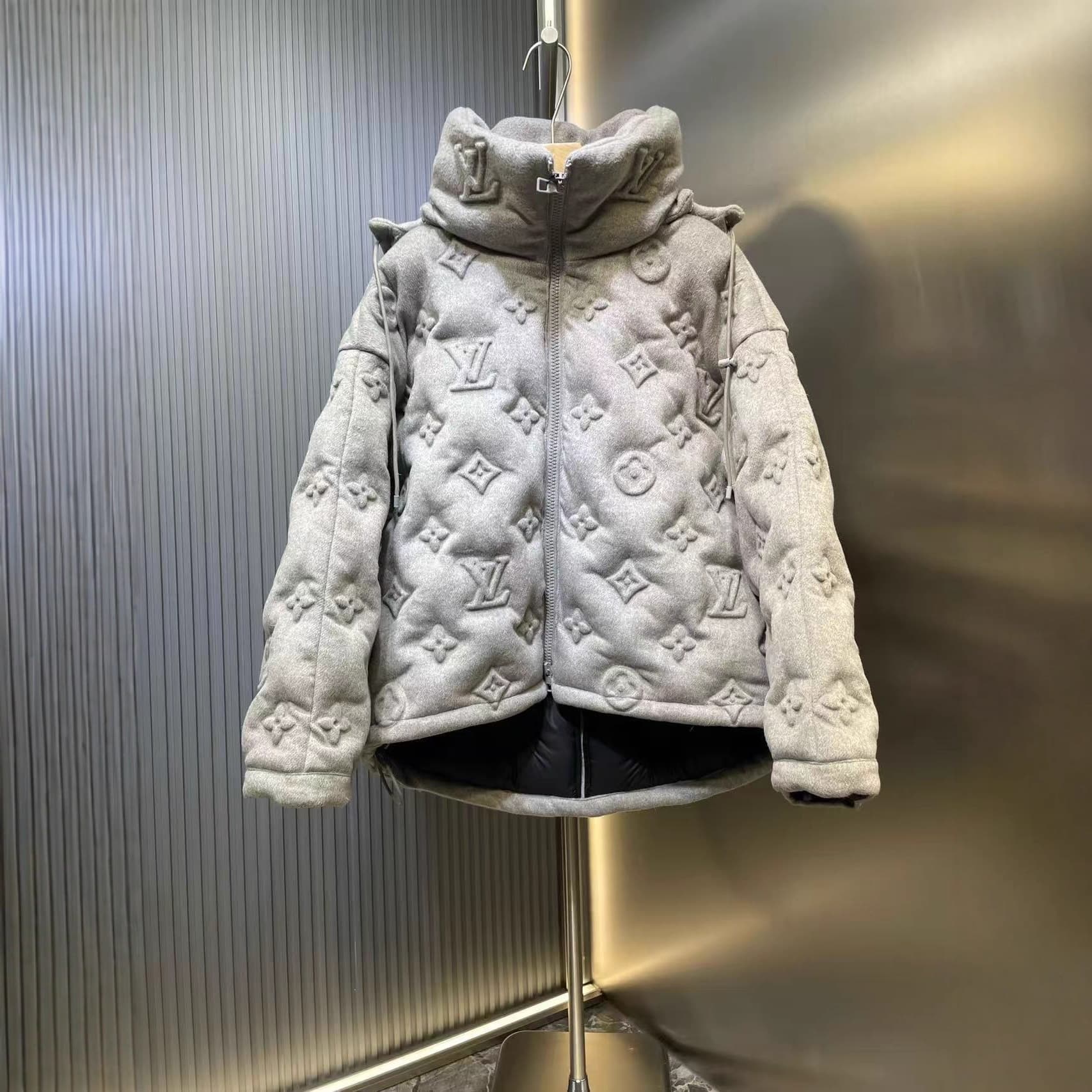 Donkey 25 European and American Style Autumn/Winter Letter Jacquard Embossed Wool Puffy Down Jacket Fashionable Unisex Coat