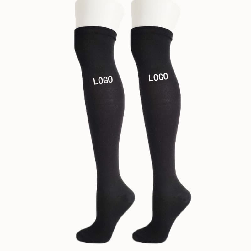 We offer custom-made high-quality knee-high socks for girls, featuring various styles, colors, and logos.