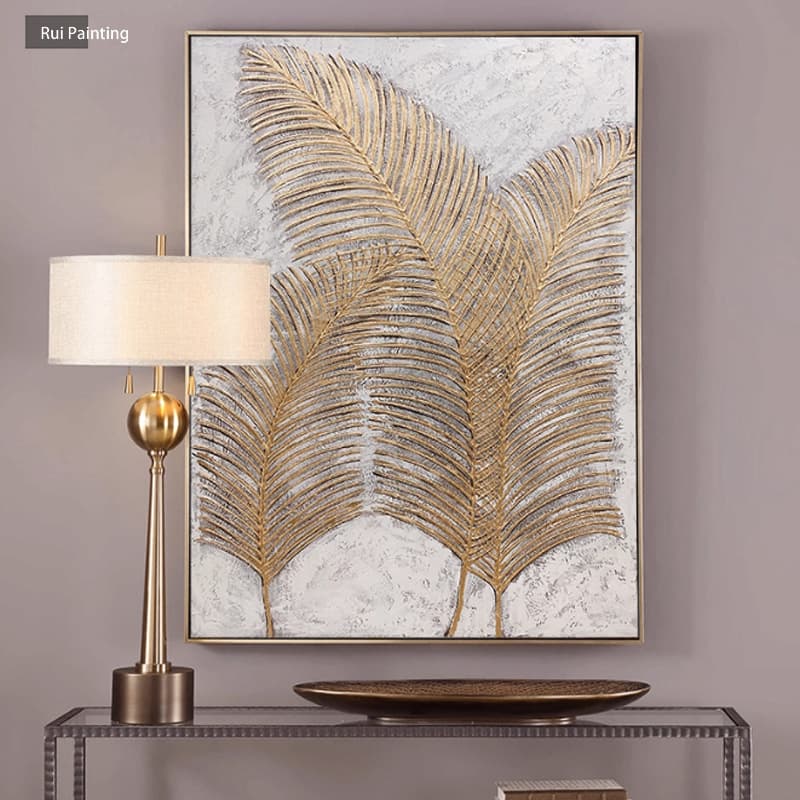 Pure hand-painted oil painting high-end gold foil painter Daye Da modern simple style New Year's living room entrance decoration painting