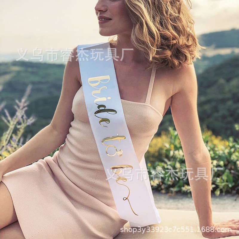 Cross-border exclusive supply Bachelorette party Bride to be hot stamping laser letter birthday party supplies sash ribbon