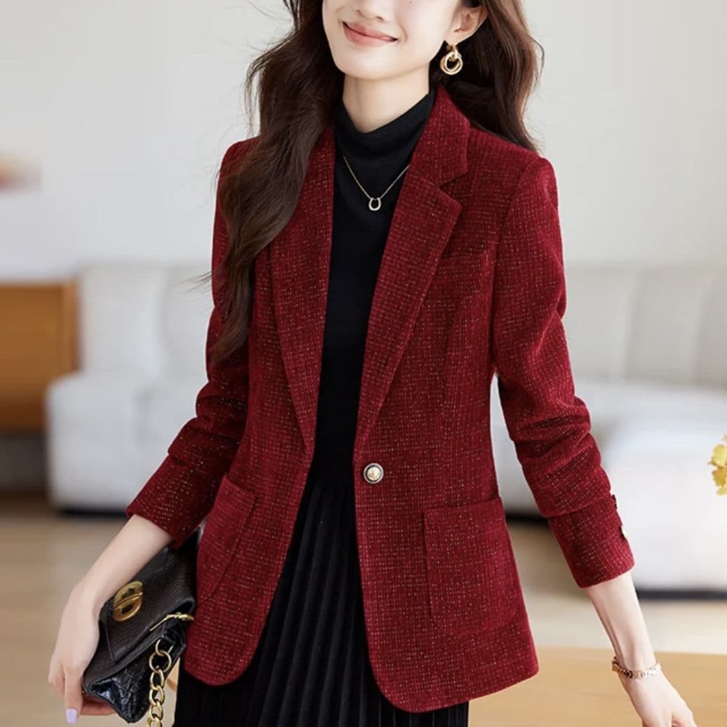 2024 Fall New Style Blazer, Elegant and Versatile for Spring and Autumn, Shimmering Thread Casual Suit Jacket, Slim-Fitting Top