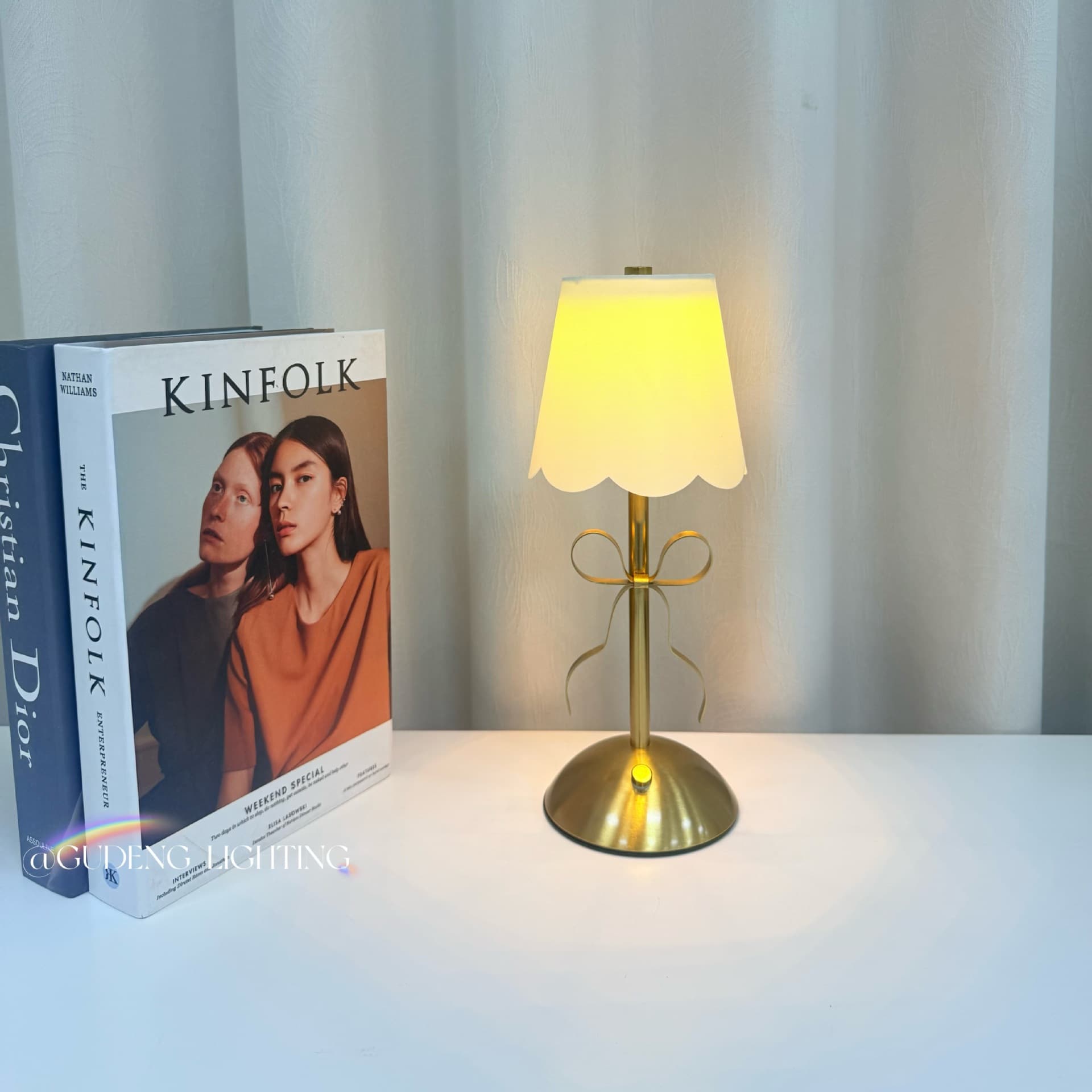 Amazon American fabric lampshade girly heart bow decorative table lamp bedroom restaurant metal rechargeable atmosphere light