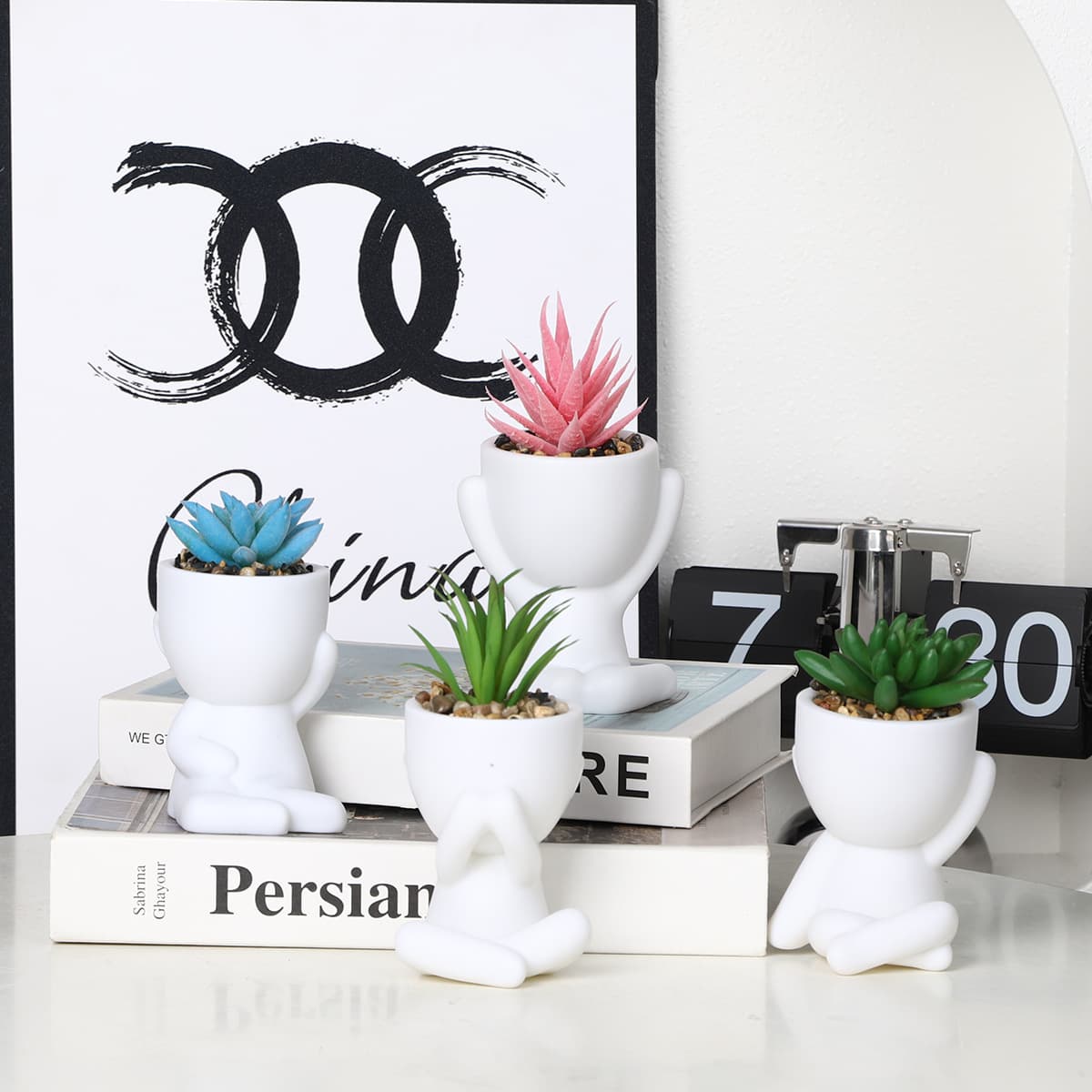Artificial Succulent Plant Pot Set, Indoor Desktop Green Plant Decoration, Low-Maintenance Plant Ornament