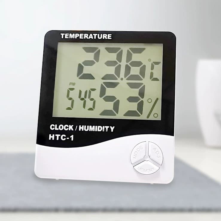 HTC-1 Large Screen Home Thermometer & Hygrometer High Precision Indoor Electronic Thermometer with Electronic Alarm Clock