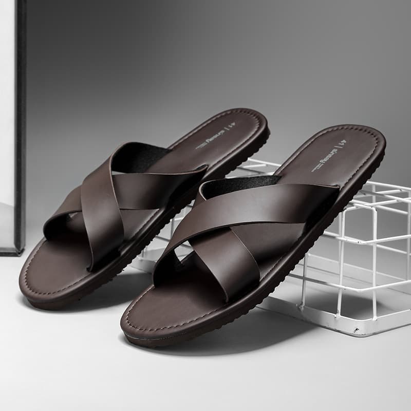 Premium Cross-Strap Sandals for Men, Cross-Border Soft Sole Summer Sandals, Non-Slip Men's Flip-Flops, High-End Beach Sandals