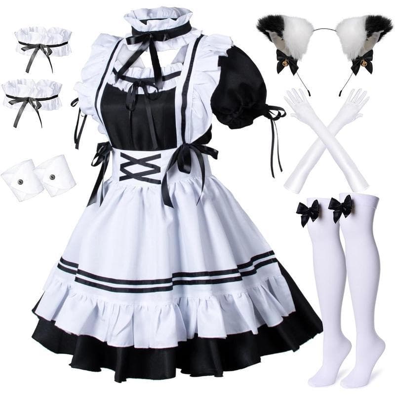 AliExpress Amazon Cross-border New Anime Maid Apron Lolita Gorgeous Dress