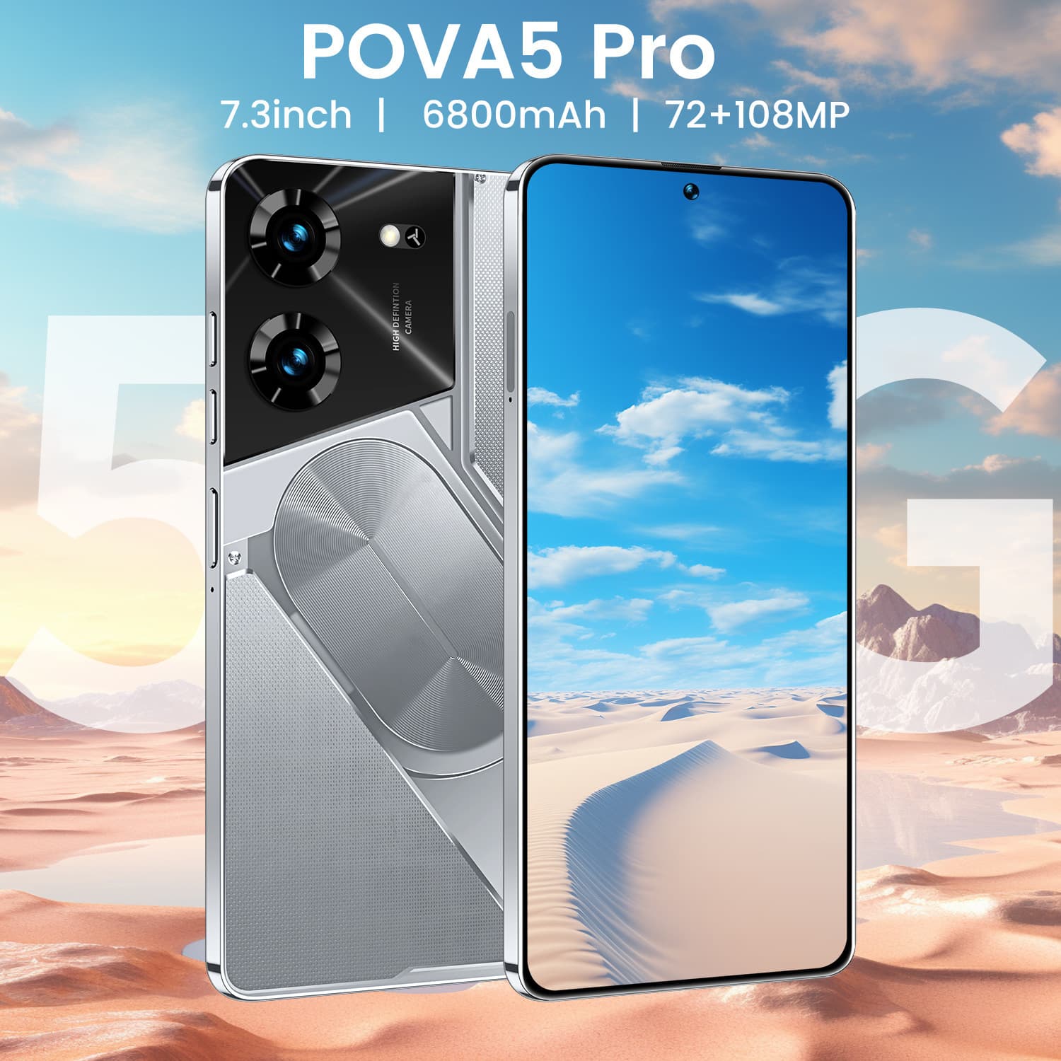 Cross-border popular Pova5Pro smartphone 16+1T large screen all-in-one machine can be wholesaled and shipped from the source factory