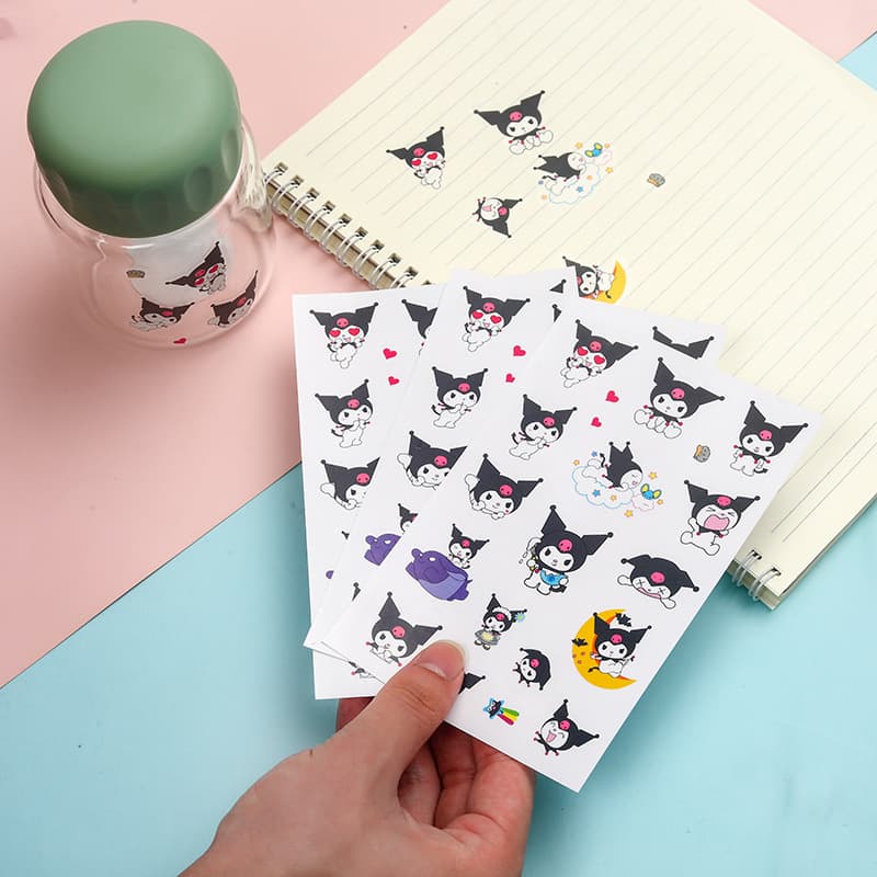 In Stock Sanrio Stickers Kuromi Creative Waterproof Stickers Kuromi Adhesive Cartoon Journal Stickers Wholesale