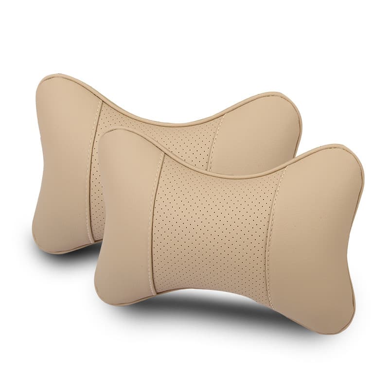 Leather Car Neck Pillow Bone Shaped Headrest for All Seasons Vehicle Interior Decoration Pair Set Automotive Accessories