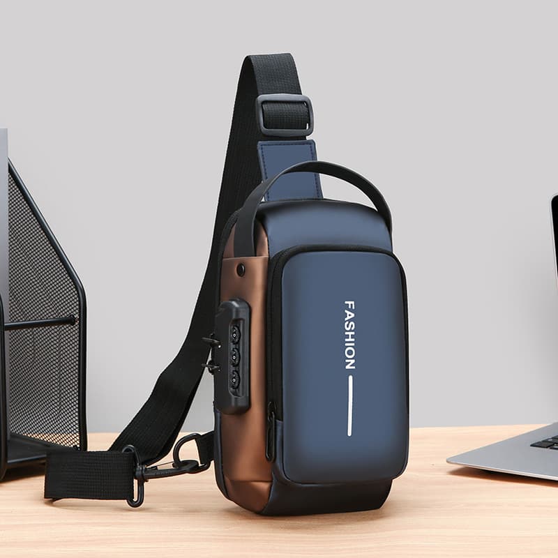 Chest bag men's code lock anti-theft shoulder crossbody bag simple casual sports outing trend mini version motorcycle bag