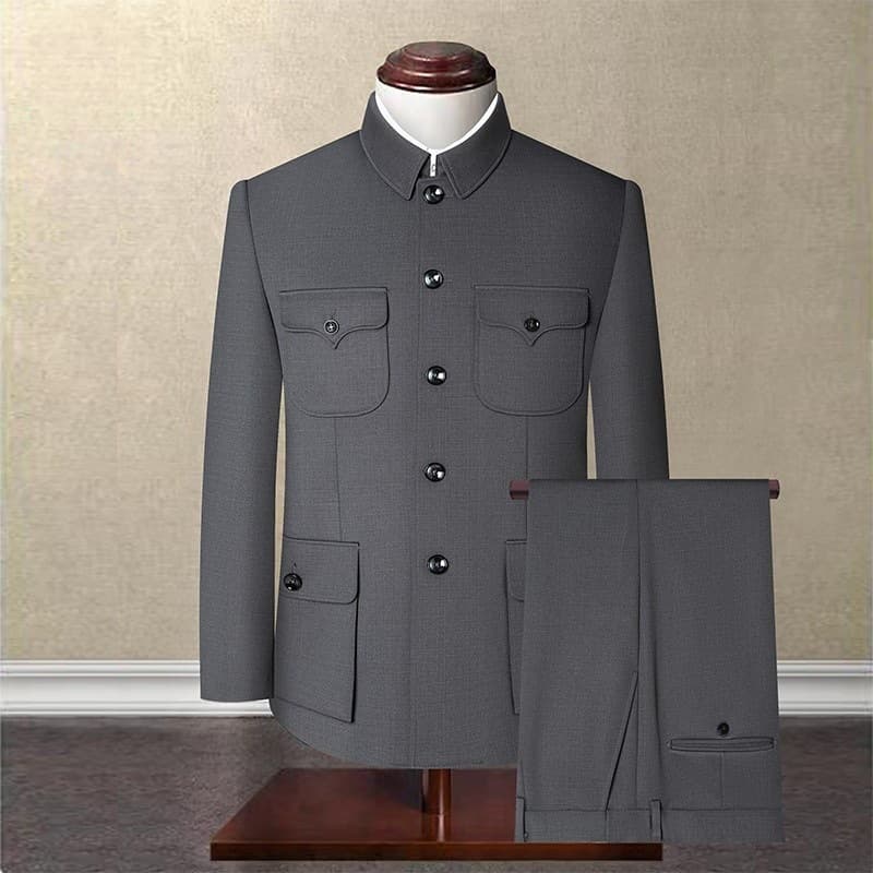 High-End Zhongshan Suit Men's Set Middle-Aged and Elderly Dad Winter Wear Old People Republic of China Style Grandpa Spring and Autumn Suit