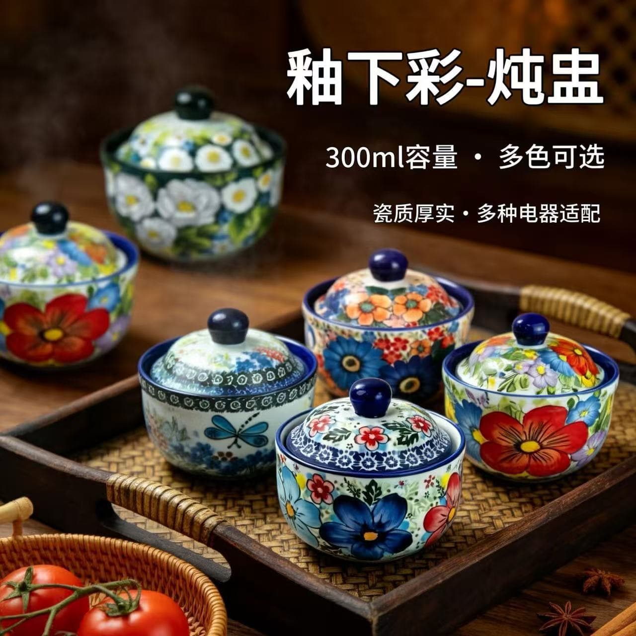 Sazaki Polished Ceramic Dinnerware Bowl and Plate Set, Soup Bowl, Vegetable Plate, Home Blue