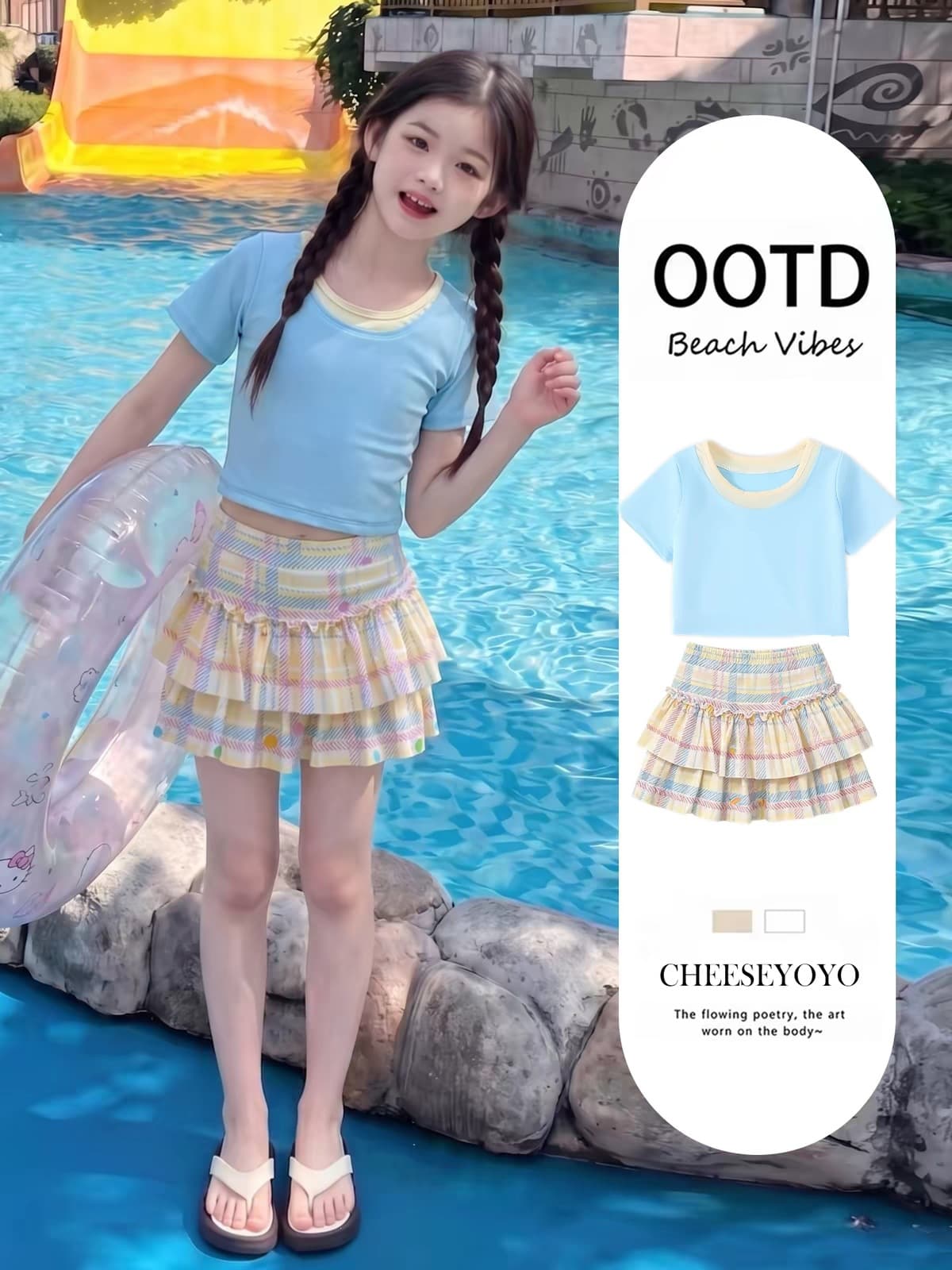 Girls' swimsuit with removable breast pad new children's split skirt swimsuit big children's girls summer swimsuit