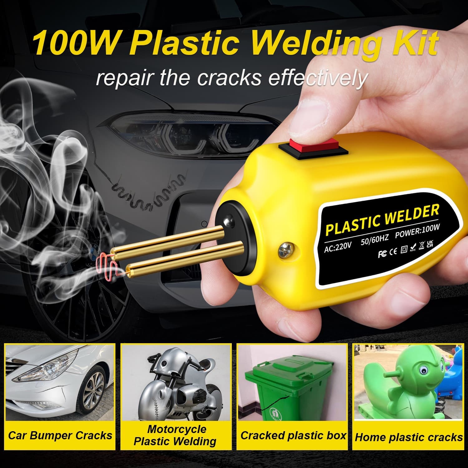 Car bumper repair machine, plastic bumper repair welding gun, welding studs, welding rods, smoothing tools, plastic welding hot melt machine