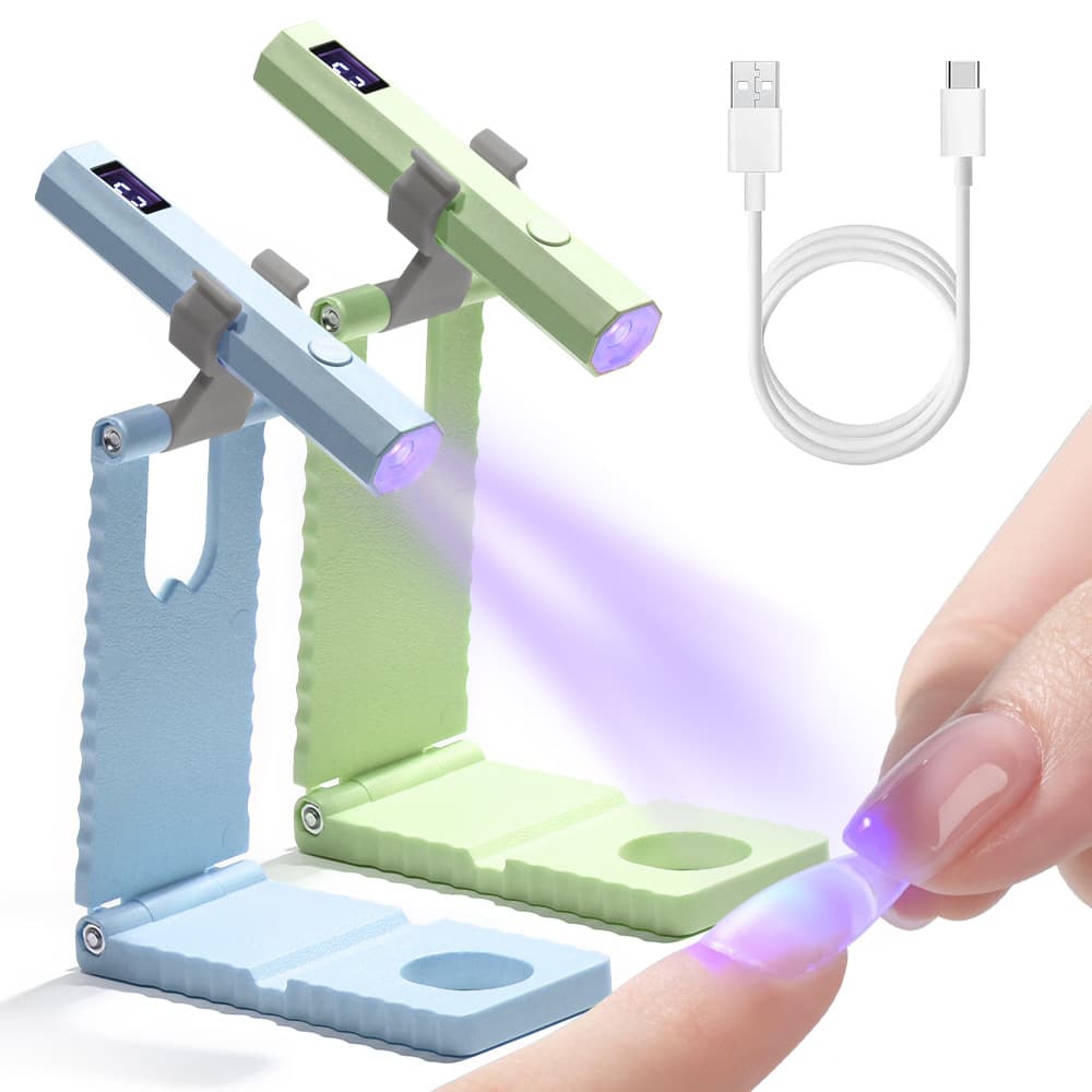 Hot Sale Battery-Powered Linear Nail Lamp Tool with Stand Combo Set, Rechargeable Nail Repair and Gel Curing Lamp