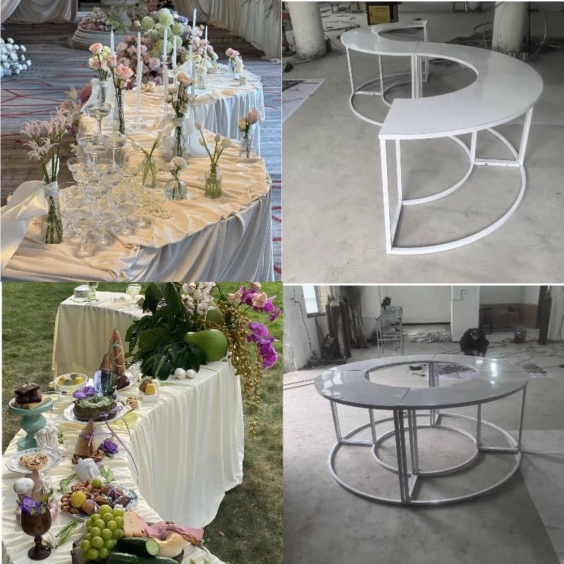 New Wedding Prop S-Shaped Iron Art Three-Tier Dessert Stand Outdoor Wedding Queue Arrangement Round Table Cake Display
