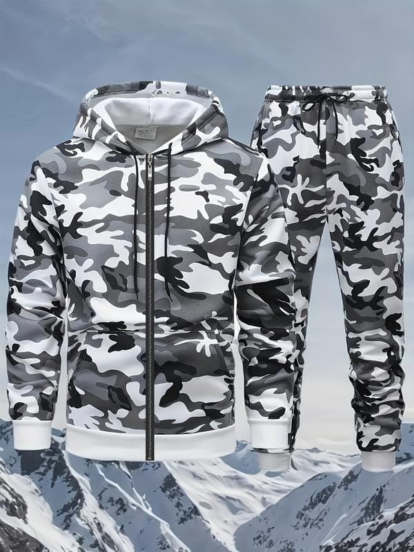Q 30301 Camouflage Print Hoodie Set