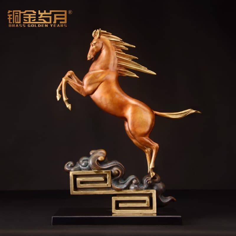 Bronze Art Square Feiyun Xiangma full copper horse bronze sculpture handicraft ornaments new Chinese style living room entrance decoration copper horse ornaments