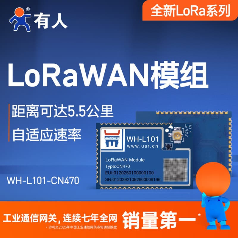 Someone is testing the signal of the SX1268 core LoRa wireless module with LBT retransmission mechanism in a relay network, using the WH-L101-L model.