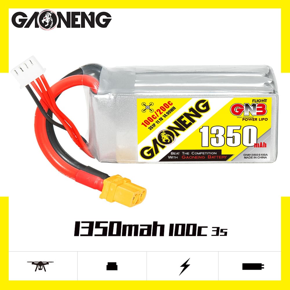 GNB high energy 1350MAH 3S 11.1V 100C crossing aircraft model FPV high rate polymer lithium battery