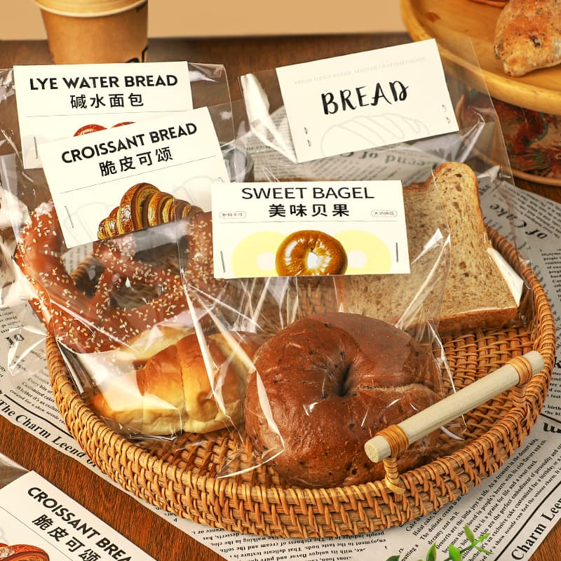 Baking Tart Bread Card Head Tags, Food-Grade Kraft Paper Bags for Donuts and Croissants