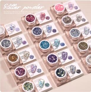 Vendeeni Korean Glitter Gel 15-Color Pot Gel 2026 New Laser Transparent Iridescent Flash Glitter Gel