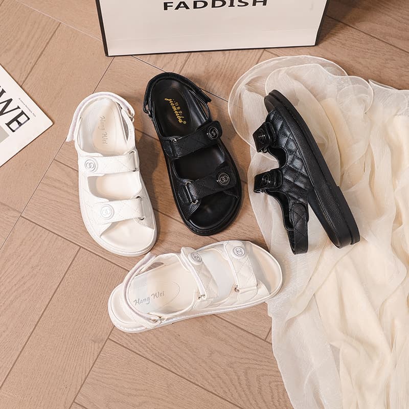 Breathable Summer New Style Velcro Sandals for Women, Versatile Sports Style Sandals, Thick-Soled Height-Increasing Roman Shoes for Women