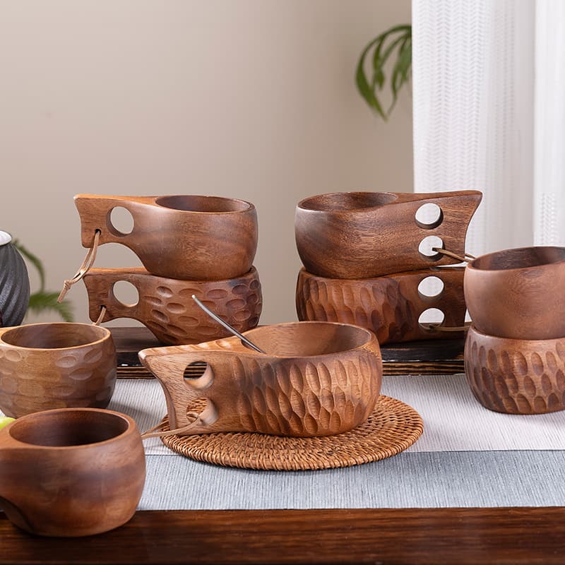 South American Walnut Milk Coffee Cup Creative Finnish Cup Solid Wood Handle Cup Anti-Scalding Wooden Cup Home Goods
