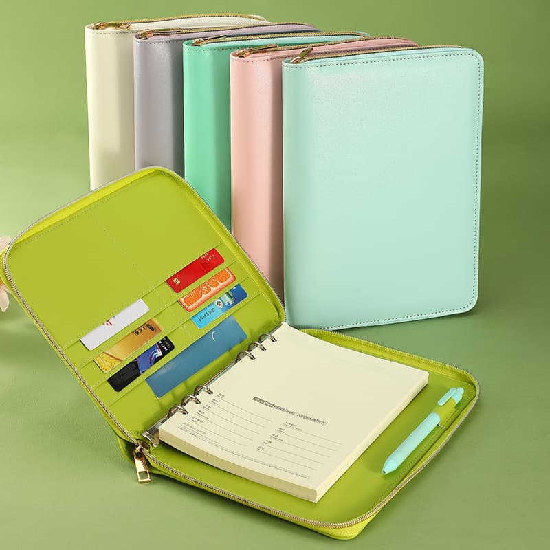 a5PU leather multifunctional zipper bag notepad loose-leaf notebook sub-business notepad detachable loose-leaf book