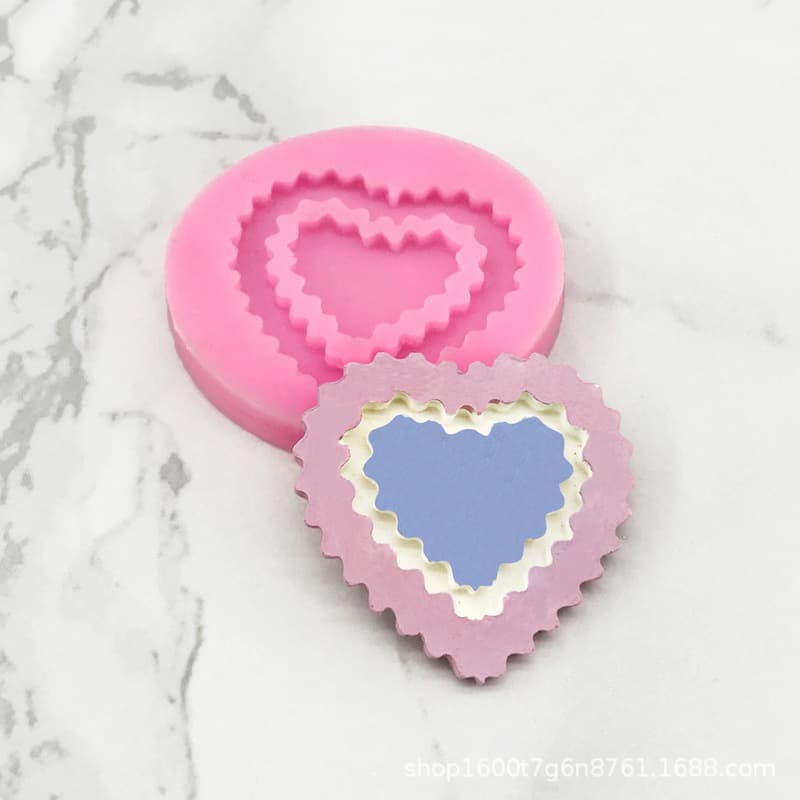 Cross-border Source Double Heart Photo Frame Silicone Cake Mold Chocolate Fondant Baking Mold Decoration Tool