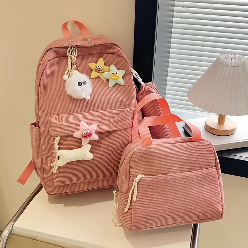 Large Capacity Three-Piece Set School Backpack for Teenage Boys And Girls Urban Simple Style Waterproof And Thermal Insulation